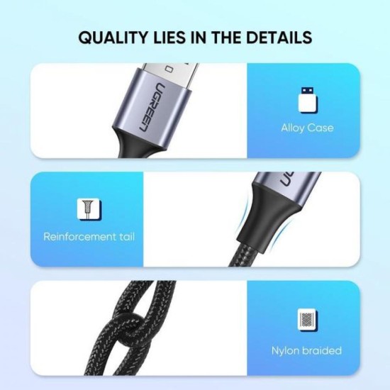 Дата кабель USB 2.0 AM to Type-C 2.0m US288 Aluminum Braid Black Ugreen (60128) Дата кабель USB 2.0 AM to Type-C 2.0m US288 Aluminum Braid Black Ugreen (60128)