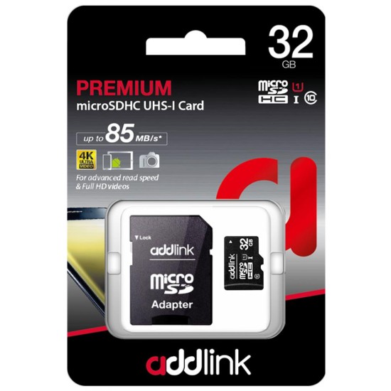Карта пам'яті AddLink 32GB microSDHC class 10 UHS-I U1 (ad32GBMSH310A) Карта пам'яті AddLink 32GB microSDHC class 10 UHS-I U1 (ad32GBMSH310A)