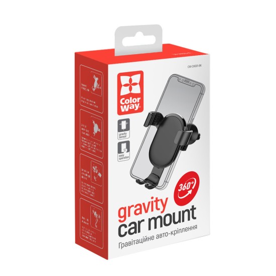 Универсальный автодержатель ColorWay Metallic Gravity Holder Black (CW-CHG01-BK)