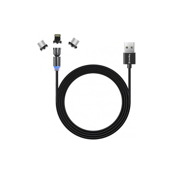 Дата кабель USB 2.0 AM to Lightning + Micro 5P + Type-C 1.0m Magnetic Ro ColorWay (CW-CBUU037-BK) Дата кабель USB 2.0 AM to Lightning + Micro 5P + Type-C 1.0m Magnetic Ro ColorWay (CW-CBUU037-BK)