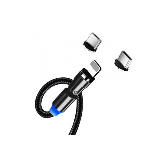 Дата кабель USB 2.0 AM to Lightning + Micro 5P + Type-C 1.0m Magnetic Ro ColorWay (CW-CBUU037-BK) Дата кабель USB 2.0 AM to Lightning + Micro 5P + Type-C 1.0m Magnetic Ro ColorWay (CW-CBUU037-BK)