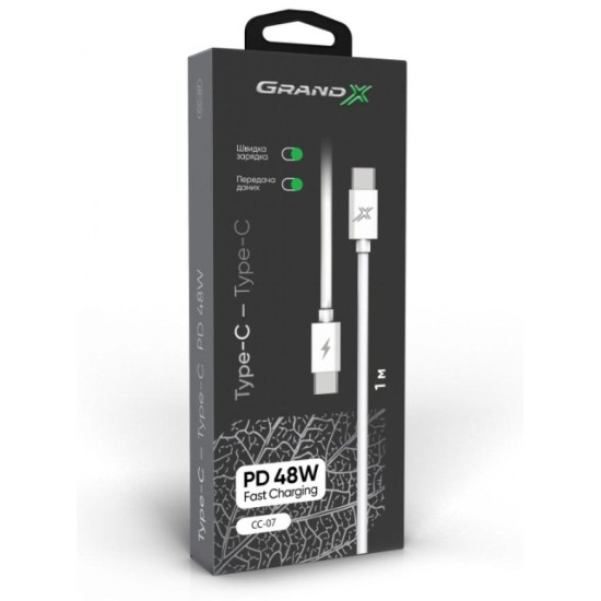 Дата кабель USB-C to USB-C Grand-X (CC-07) Дата кабель USB-C to USB-C Grand-X (CC-07)