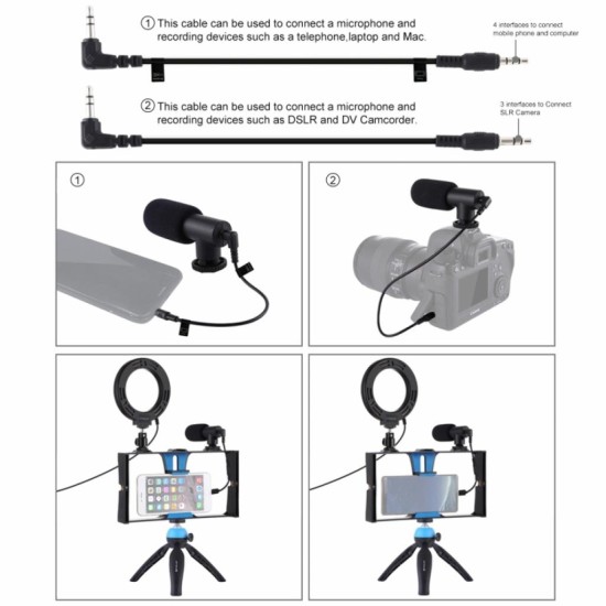 Набор блогера Puluz 4in1 (ring light, mount, phone holder, microphone) (PKT3025L) Набор блогера Puluz 4in1 (ring light, mount, phone holder, microphone) (PKT3025L)