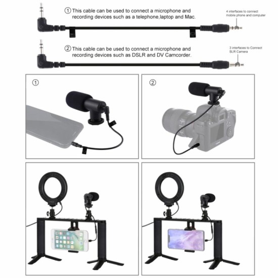 Набор блогера Puluz 4in1 (ring light, mount, phone holder, microphone) (PKT3028) Набор блогера Puluz 4in1 (ring light, mount, phone holder, microphone) (PKT3028)