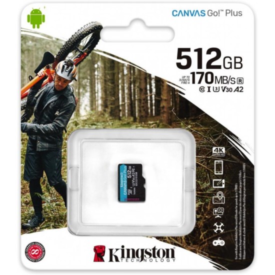 Карта пам'яті Kingston 512GB microSDXC class 10 UHS-I/U3 Canvas Go Plus (SDCG3/512GBSP) Карта пам'яті Kingston 512GB microSDXC class 10 UHS-I/U3 Canvas Go Plus (SDCG3/512GBSP)