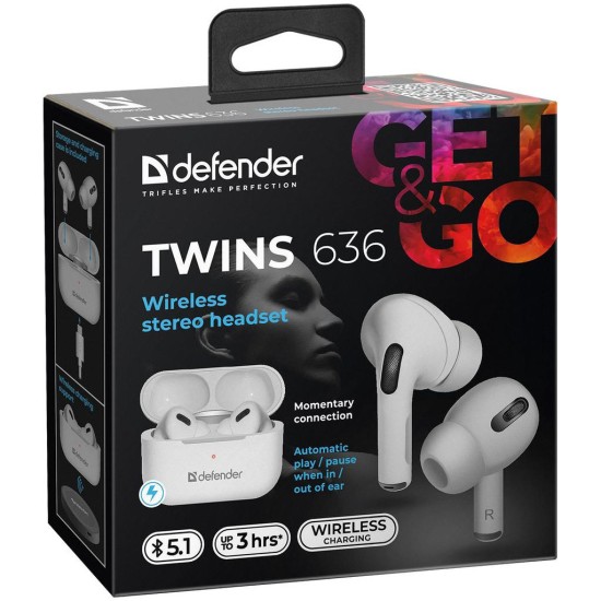Наушники Defender Twins 636 TWS Pro Bluetooth White (63636) Наушники Defender Twins 636 TWS Pro Bluetooth White (63636)
