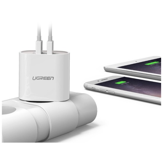 Зарядний пристрій Ugreen CD104 2xUSB 3.4A Charger (White) (20384) Зарядний пристрій Ugreen CD104 2xUSB 3.4A Charger (White) (20384)