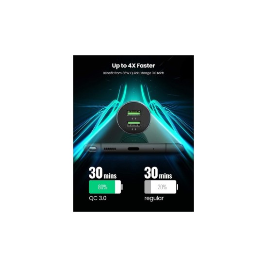 Зарядний пристрій Ugreen CD213 36W 2xUSB QC 3.0 3A Car Charger (Dark Blue) (10144) Зарядний пристрій Ugreen CD213 36W 2xUSB QC 3.0 3A Car Charger (Dark Blue) (10144)